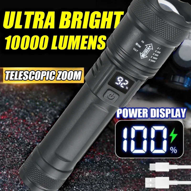 Outdoor Camping Adventure Lamp - 9900LM potente torcia a LED Display