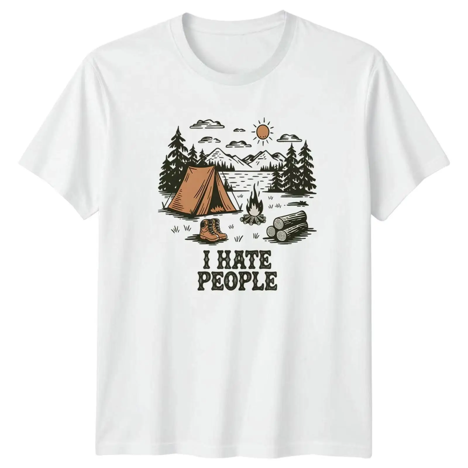 Outdoor Und Camping - Maglietta I Hate People, da campeggio