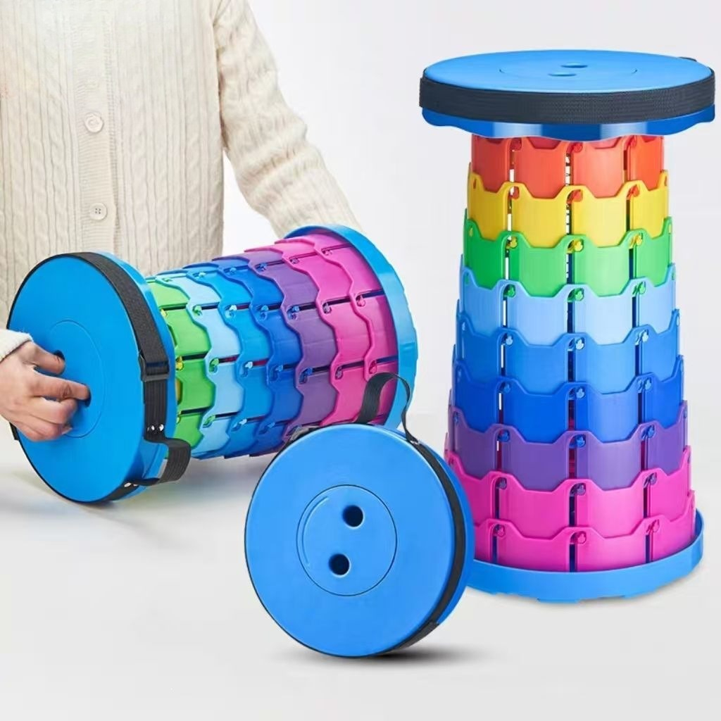 Folding Chair - Sgabello da Campeggio Telescopico Arcobaleno, Pieghevole