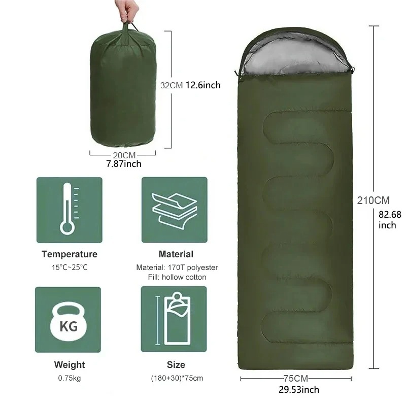 Outdoor Camping Sleeping Bag - Sacco a Pelo da Campeggio Leggero