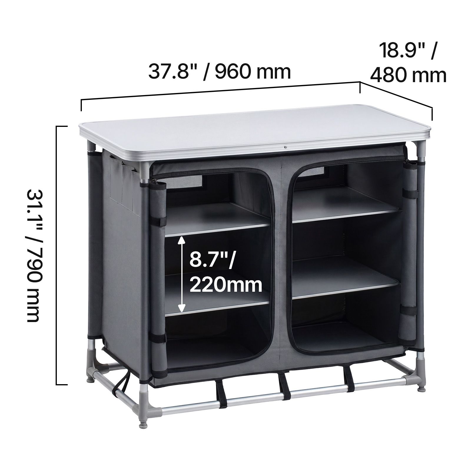 Outdoor Camping Kitchen Setup - Mobiletto da Campeggio, Tavolo Portatile in