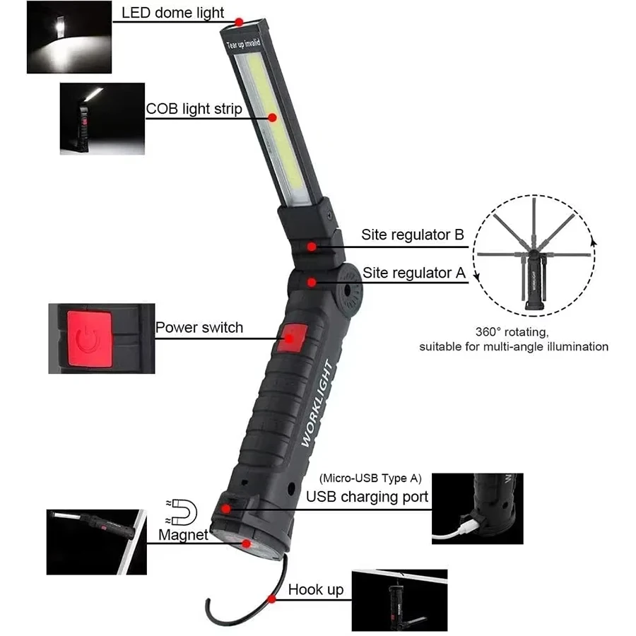 Nuova Torcia LED COB Portatile - Outdoor Camping Adventure Lamp recensione e prezzo
