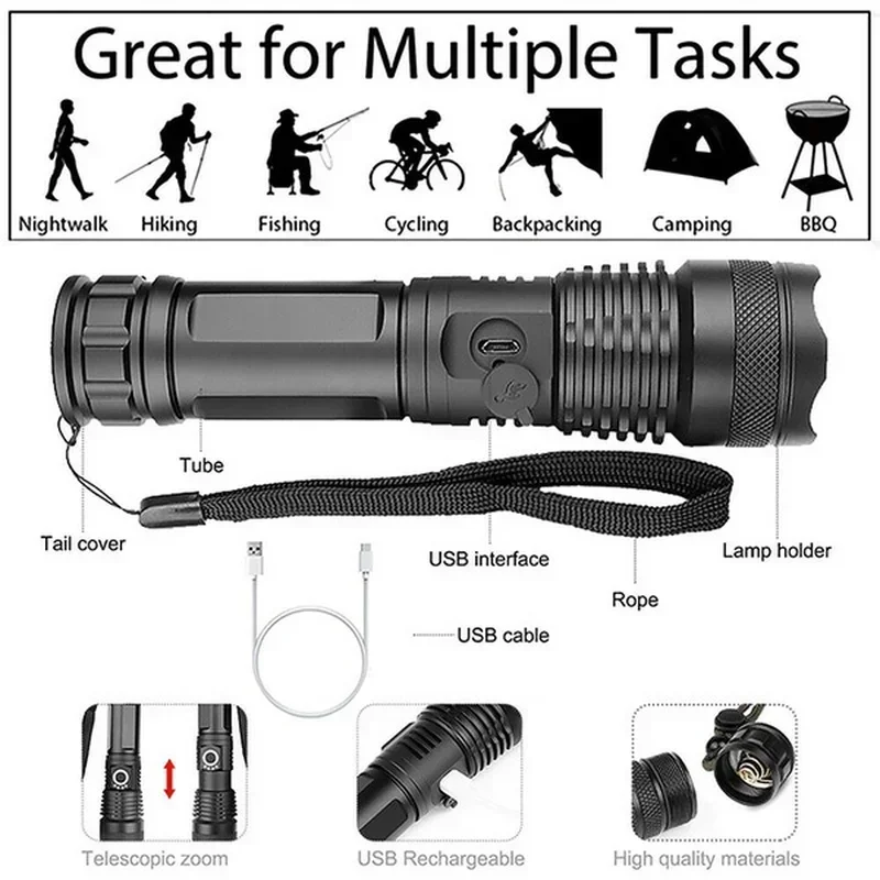 Torcia a LED XHP70 ad alta pot - Outdoor Camping Adventure Lamp recensione e prezzo